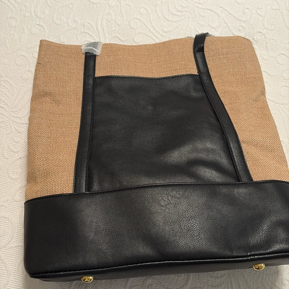 Black and burlap purse